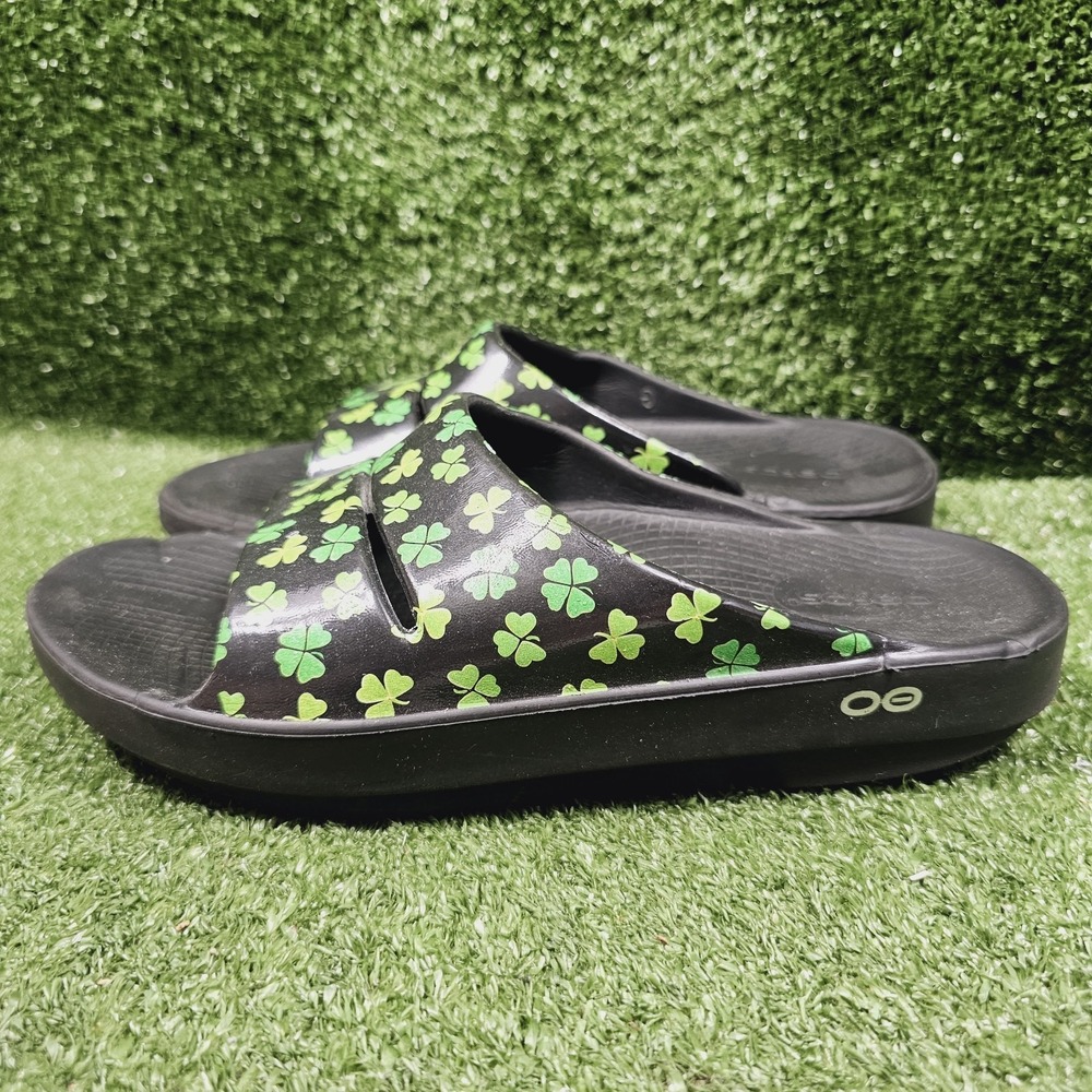 OOFOS OOahh Limited Shamrock Clover Athletic Recovery Comfort Slides Womens 9 - Picture 4 of 11